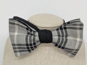 Gray & Black Plaid Bow Tie