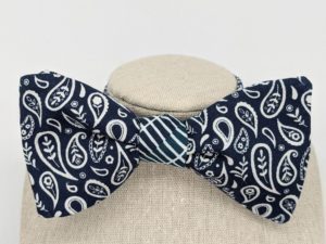 Navy/White Paisley Bow Tie