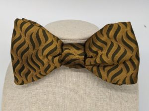 Gold & Olive Flame Bow Tie