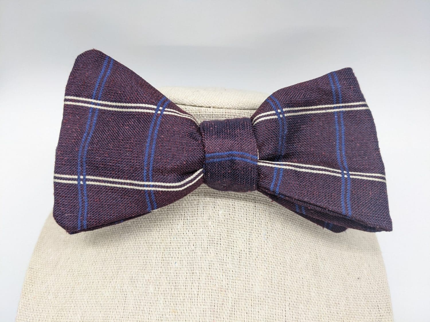 Plum Plaid Bow Tie - Silk Bow Tie - Silk Pocket Square - About Bow Ties