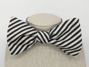 Navy Stripe Bow Tie