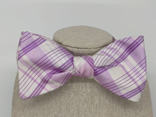 Lavender Plaid Bow Tie