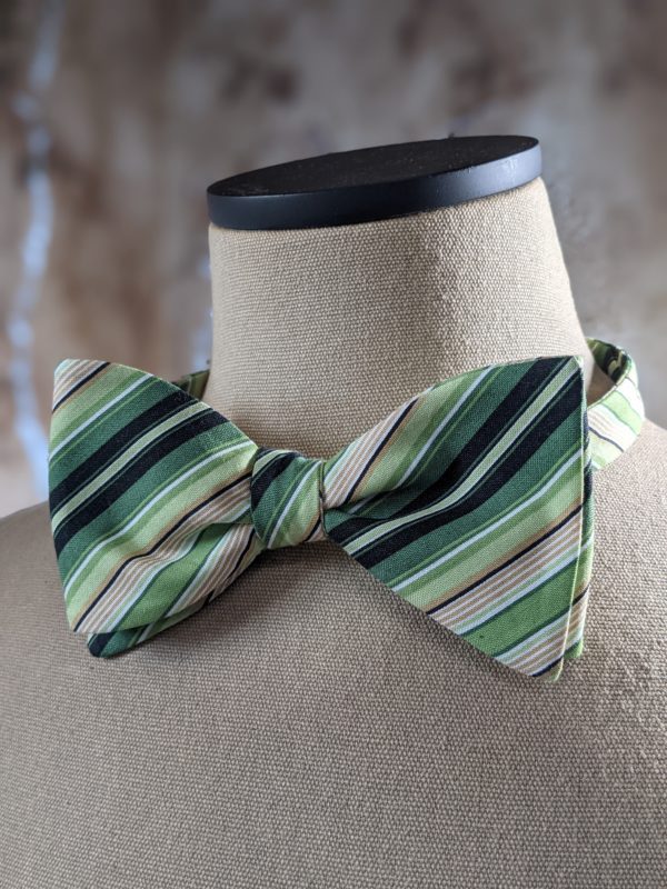 Green Stripe Bow Tie