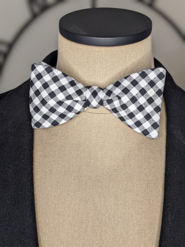 Black & White Gingham Bow Tie
