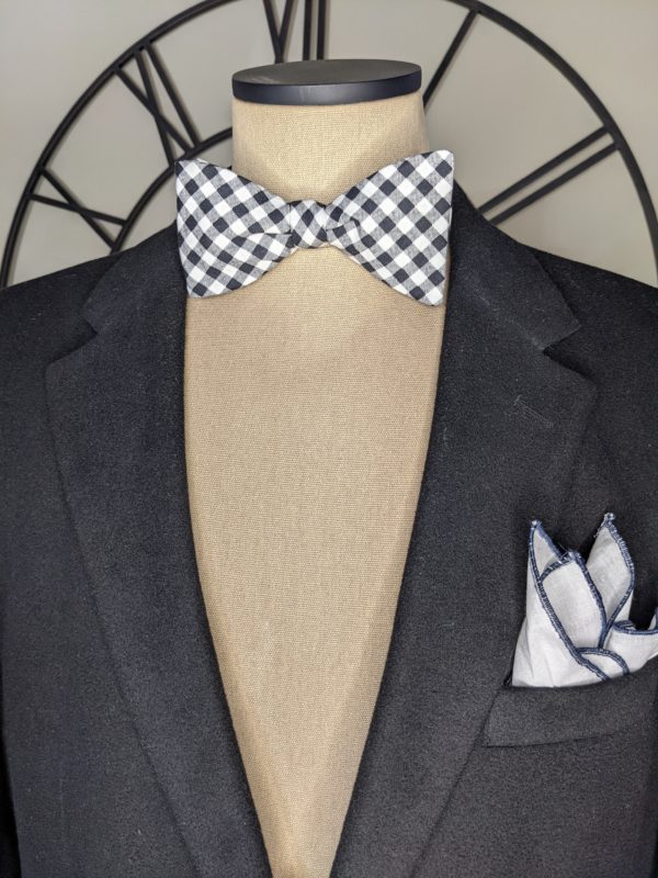Black & White Gingham Bow Tie