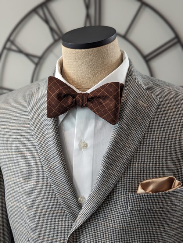 Brown Windowpane Bow Tie