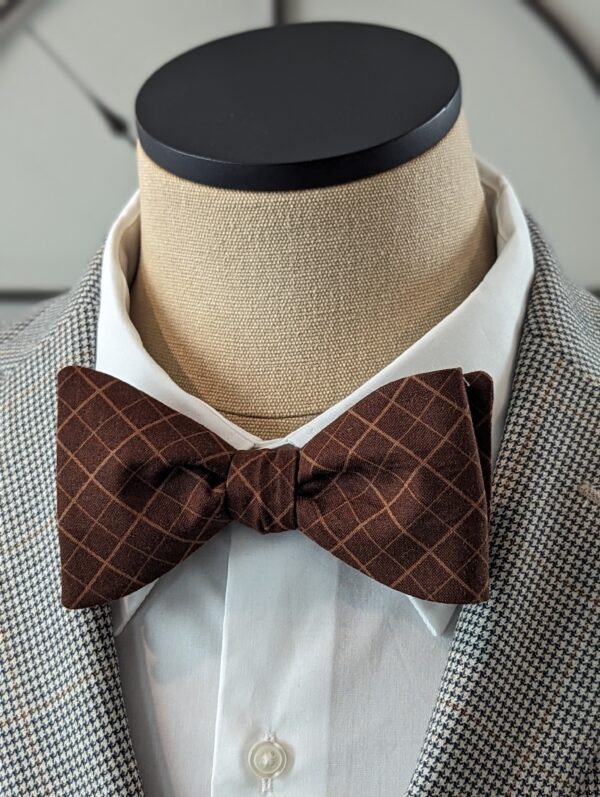 Brown Windowpane Bow Tie