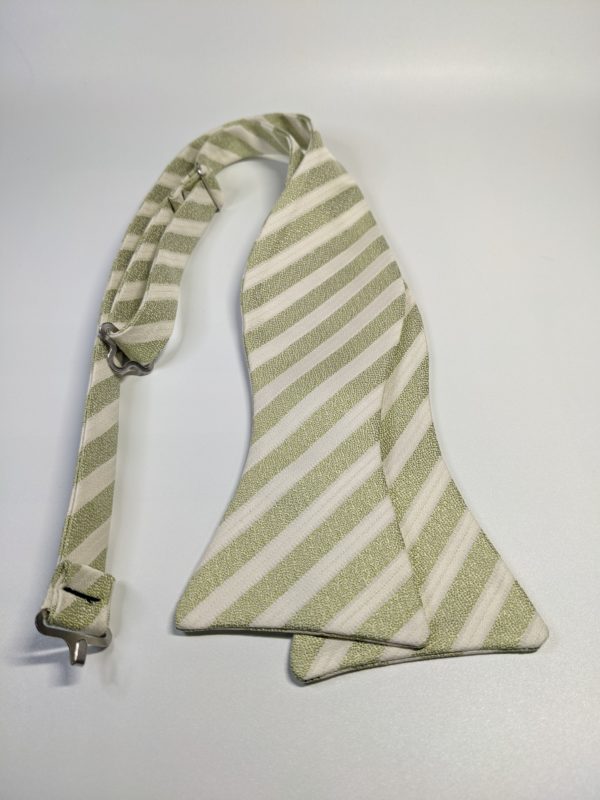 Green/Beige Stripe Bow Tie