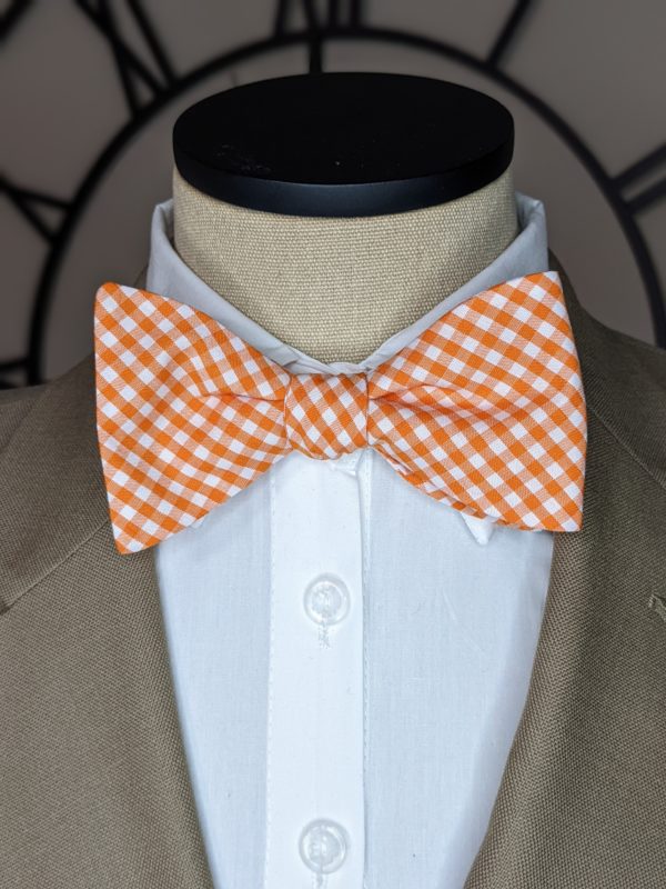 Orange Gingham Bow Tie