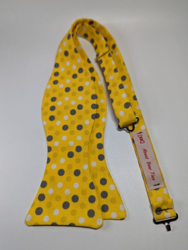 Yellow/Gray Polka Dot Bow Tie