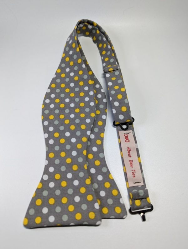Gray/Yellow Polka Dot Bow Tie