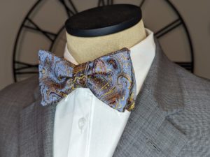 Gray/Gold Paisley Brocade Bow Tie