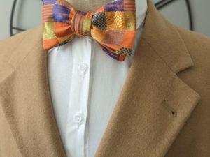 Orange Checkered Brocade Bow Tie