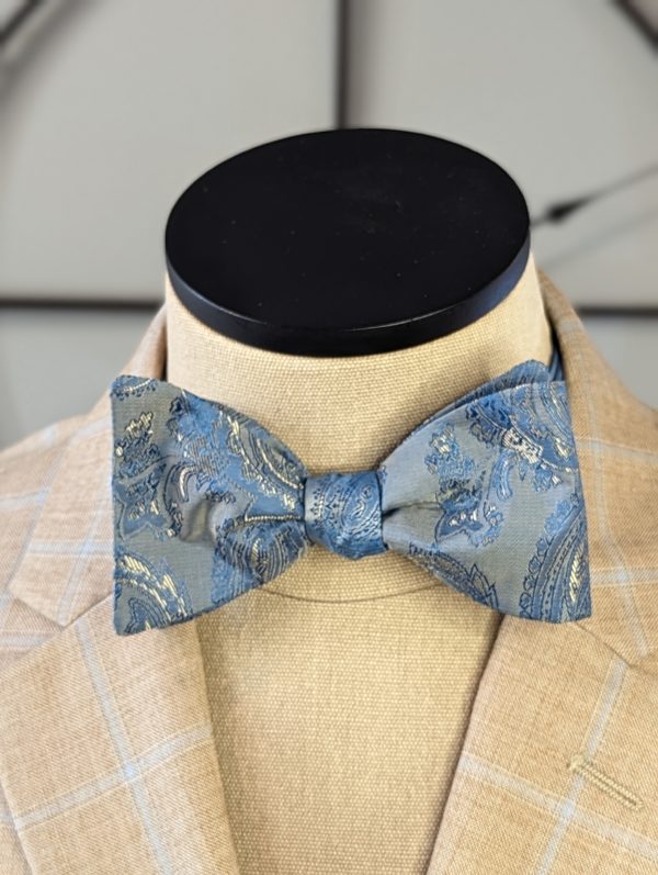 Teal Paisley Bow Tie