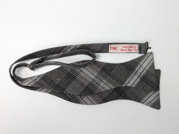 Gray Plaid Bow Tie