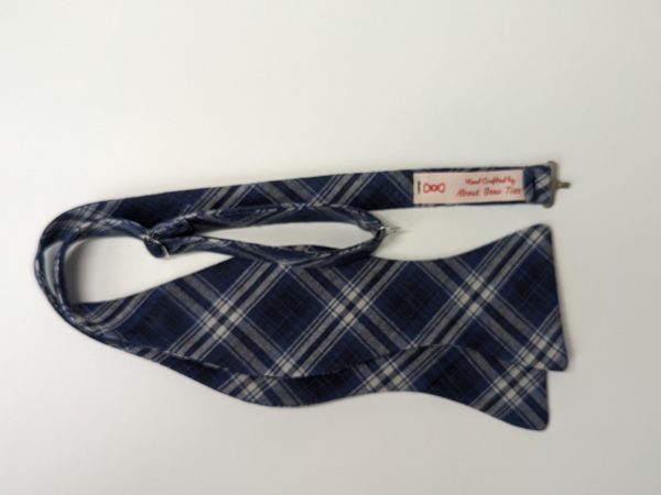 Navy Plaid Bow Tie