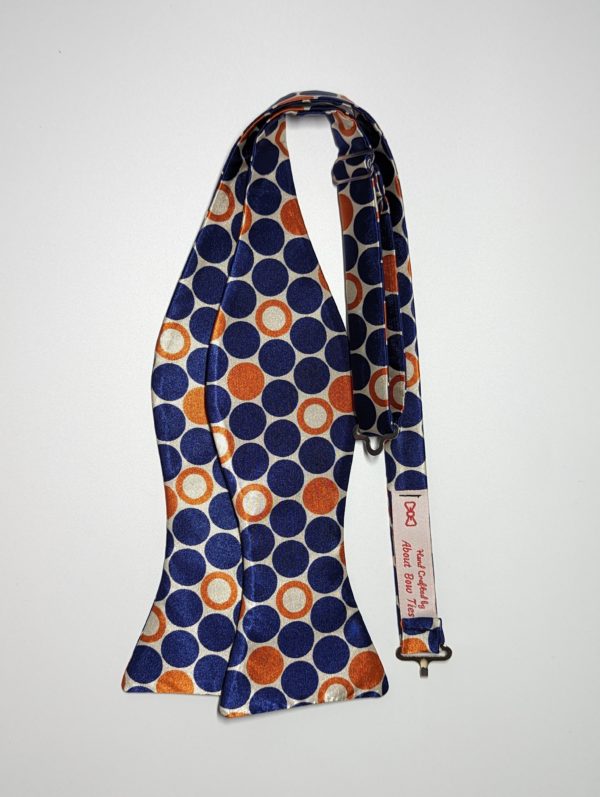 Blue Orange Polka Dot Self-Tie Bow Tie
