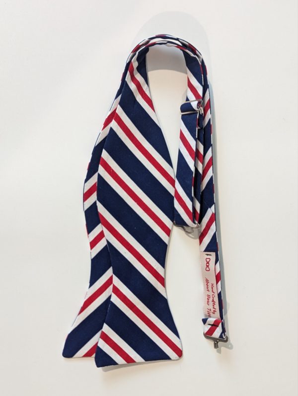 Blue, Red & White Diagonal Stripe Bow Tie
