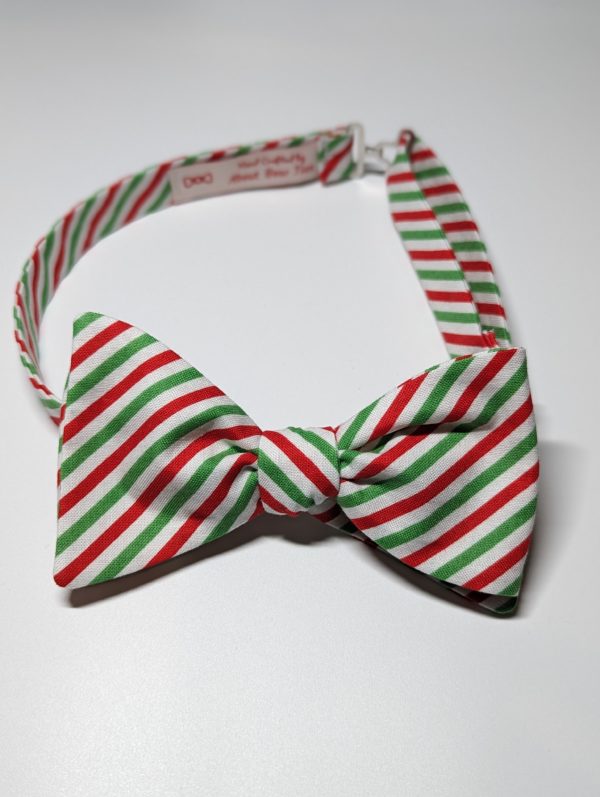 Green, Red Stripe Bow Tie