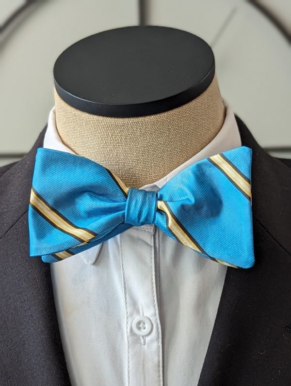 Turquoise Striped Bow Tie