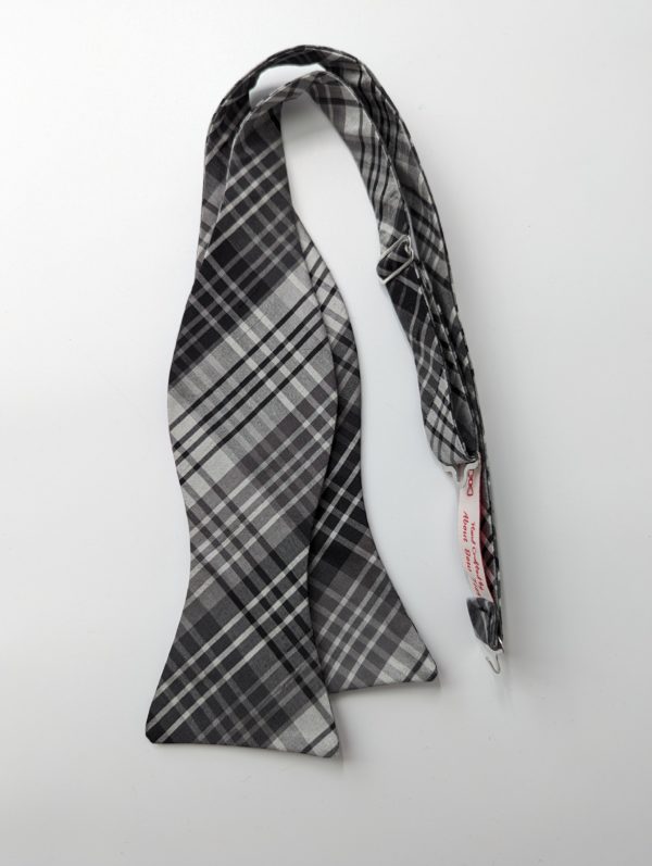Silk Gray Plaid Bow Tie