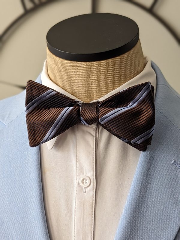 Brown Striped Bow Tie