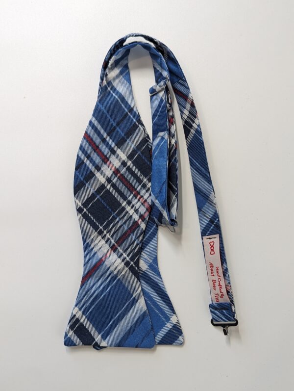 Silk Blue Plaid Bow Tie