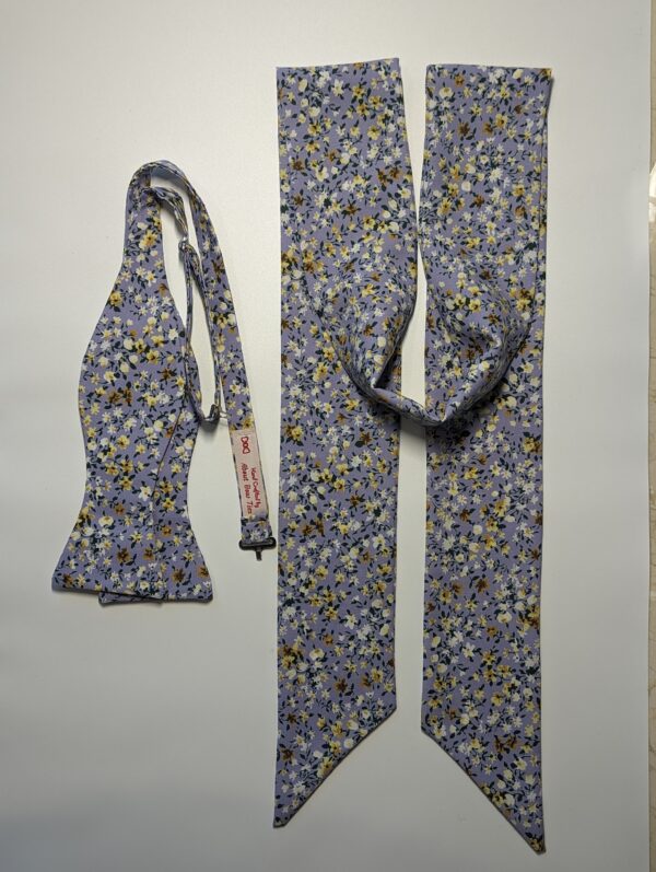 Lavender Floral Bow Tie & Skinny Scarf